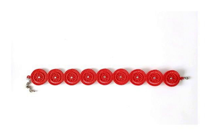 Choker Brodat Rosu cu Cristale – Colier Handmade Elegant si Romantic [4]