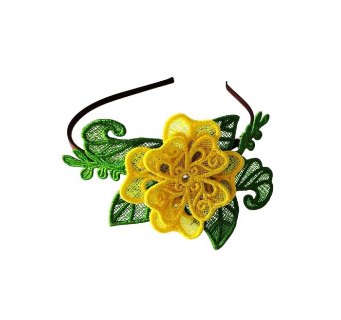 Cordeluta Flower Fascinator Brodat Elegant Handmade pentru Nunti si Evenimente [2]