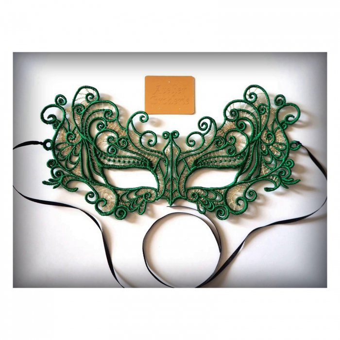 Masca Venetiana Brodata Manual in Doua Culori – Accesoriu Elegant si Artistic [2]
