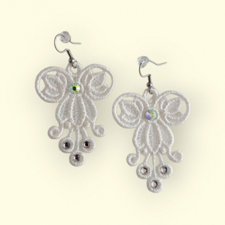 Cercei Albi Sparkle cu Cristale Eleganti [3]