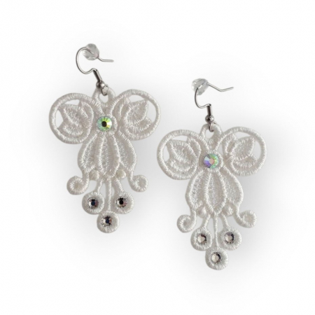 Cercei - Cercei Albi Sparkle cu Cristale Eleganti