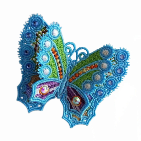 Brose - Brosa Fluture 3D Brodat Albastru Bleu