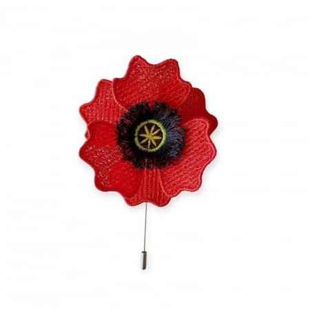 Brose - Brosa Pin Floare de Mac Rosu Handmade Artistic si Elegant