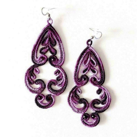 Cercei - Cercei Candelabru Mov Degrade cu Cristale