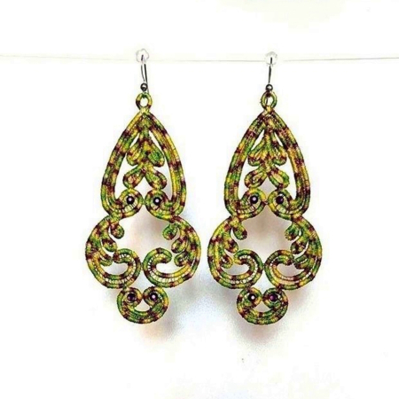 Cercei - Cercei Candelabru Verde Degrade cu Cristale