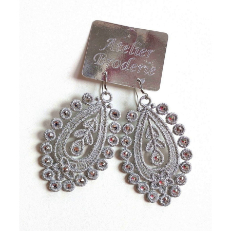 Cercei - Cercei Argintii Chandelier cu Cristale