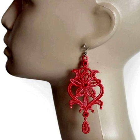 Cercei Chandelier Rosu Degrade cu Cristale [1]