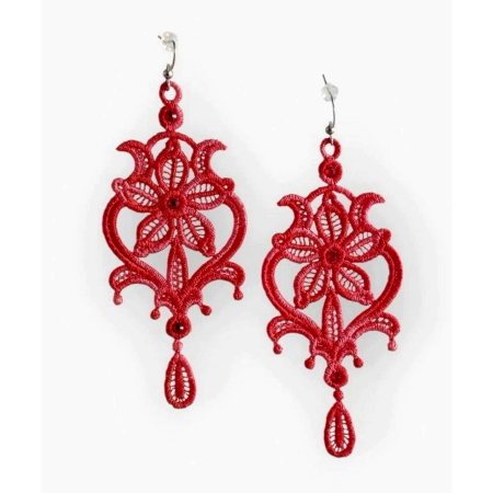 Cercei - Cercei Chandelier Rosu Degrade cu Cristale