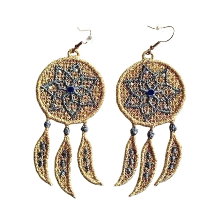 Cercei - Cercei Dreamcatcher Auriu cu Cristale