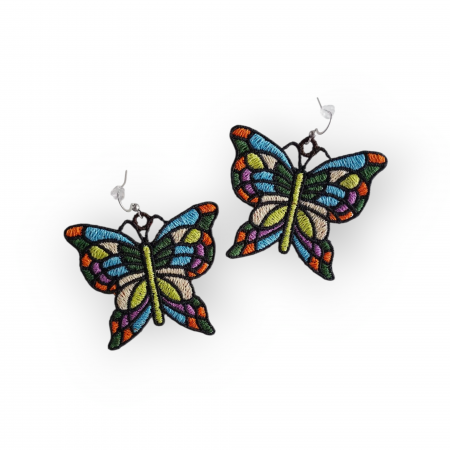Cercei - Cercei Fluture Vitraliu Brodati Handmade Colorati si Originali