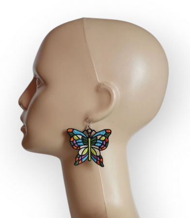 Cercei Fluture Vitraliu Brodati Handmade Colorati si Originali [1]