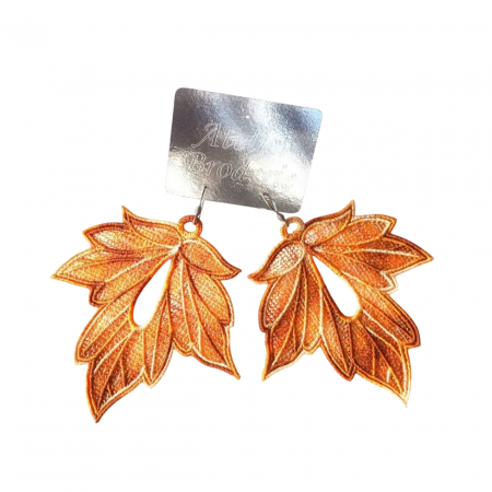 Cercei - Cercei Frunza Degrade Toamna Brodati Handmade 3D – Accesoriu Artistic