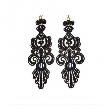 Cercei Lungi Negri cu Cristale – Accesoriu Handmade Elegant si Glam [1]