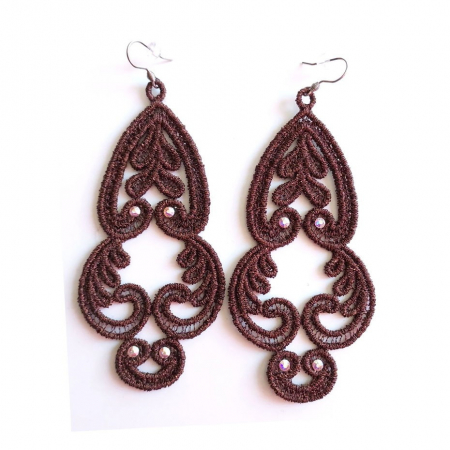 Cercei - Cercei Lungi Bronze cu Cristale Eleganti Vintage Handmade