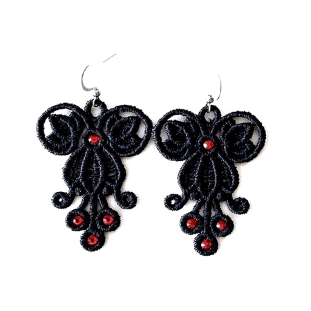 Cercei - Cercei Picaturi cu Cristale Rosii