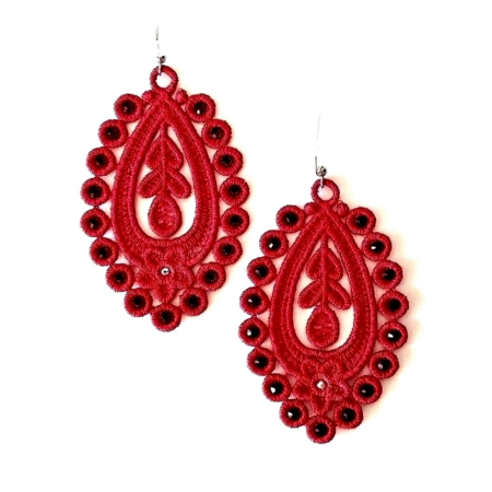 Cercei - Cercei Rosii Chandelier cu Cristale