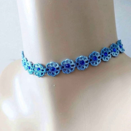 Coliere - Choker Albastru Degrade cu Cristale