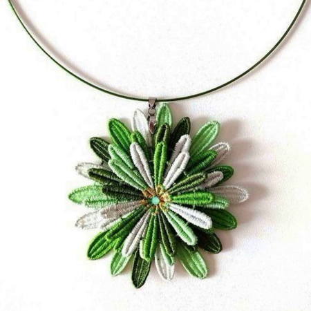 Coliere - Colier cu Floare Verde 3D Degrade