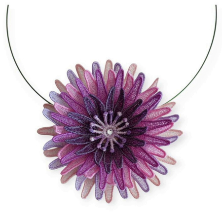 Coliere - Colier Floare Mov Crizantema 3D