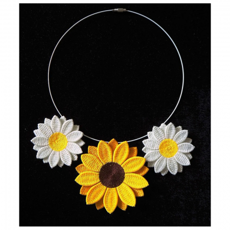 Coliere - Colier Floarea-Soarelui si Margarete Handmade Floral Colorat