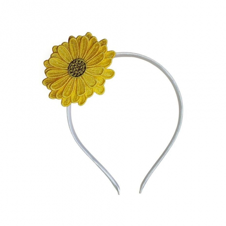 Cordeluta cu Margareta Galbena 3D Brodata – Accesoriu Floral Handmade [1]