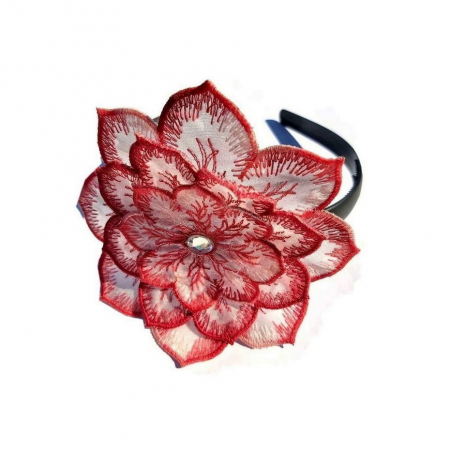 Cordelute par - Cordeluta cu Dalie Brodata pe Organza – Accesoriu Floral Handmade