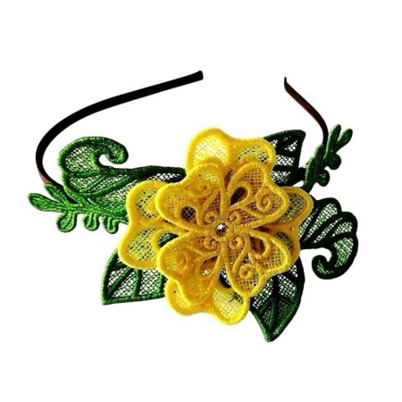 Cordelute par - Cordeluta de Par cu Floare Volumetrica si Cristal