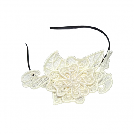 Cordelute par - Cordeluta Fascinator Alb Crem Brodat Elegant pentru Evenimente