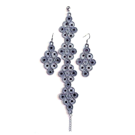 Seturi bijuterii - Set Argintiu cu Cristale Bratara si Cercei