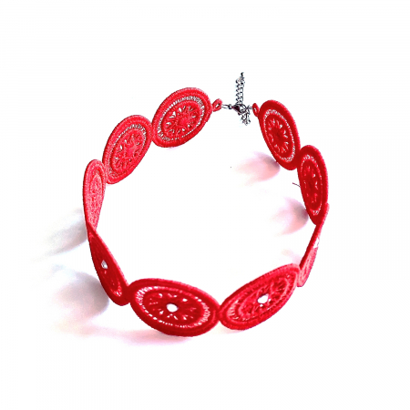 Choker Brodat Rosu cu Cristale – Colier Handmade Elegant si Romantic [2]