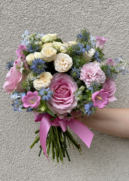 Buchet de mireasa / nasa in culori pastel roz bleu [5]