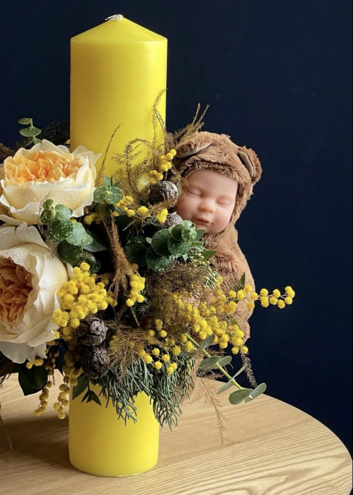 Lumanare de botez cu mimosa Bliss [3]