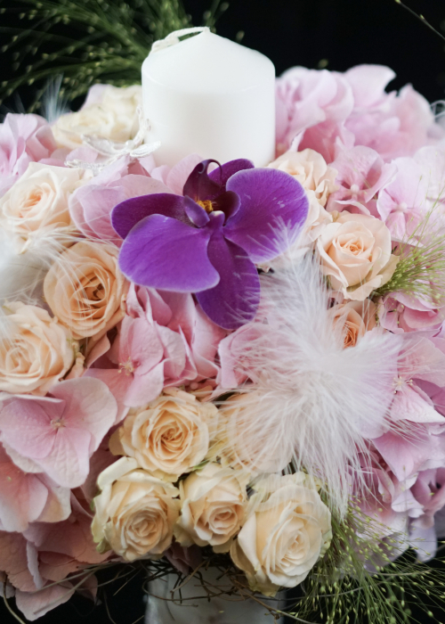 Lumanare de botez cu pene si sclipici Glamour [2]