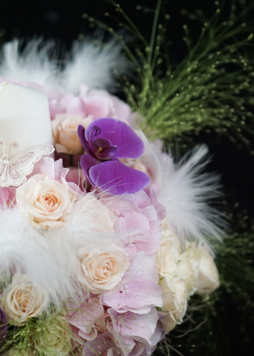 Lumanare de botez cu pene si sclipici Glamour [5]