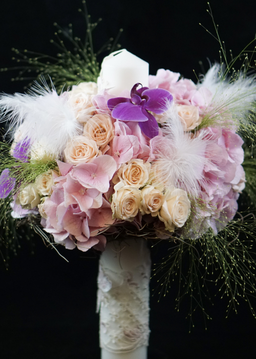 Lumanare de botez cu pene si sclipici Glamour [4]