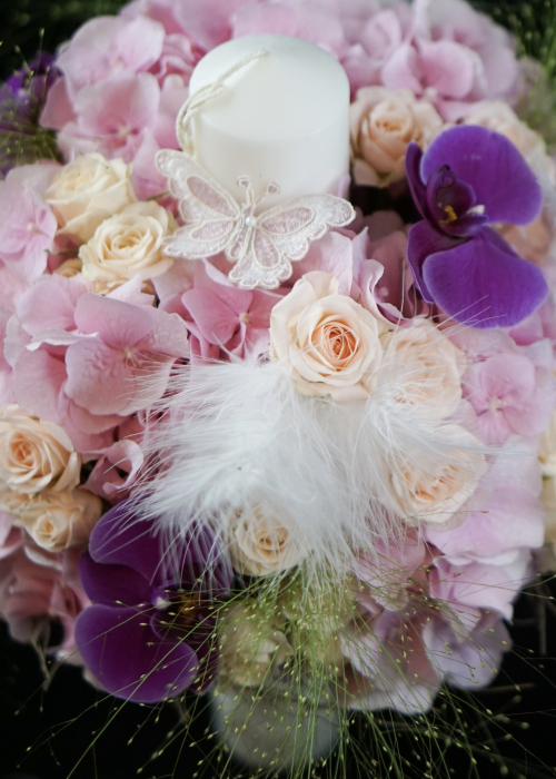 Lumanare de botez cu pene si sclipici Glamour [7]