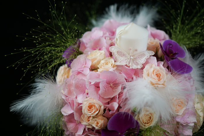 Lumanare de botez cu pene si sclipici Glamour [9]