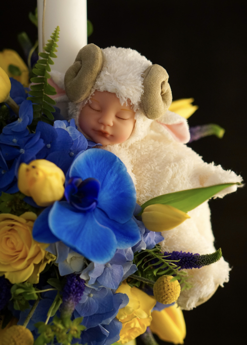 Lumanare galbena cu albastru Zodiac [6]