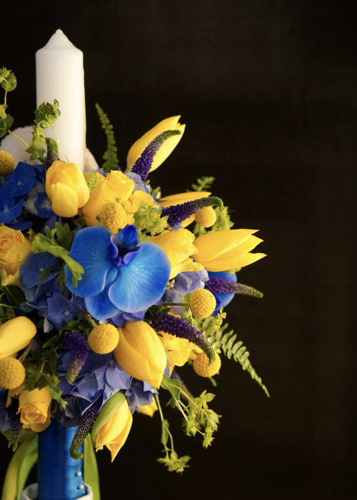 Lumanare galbena cu albastru Zodiac [3]