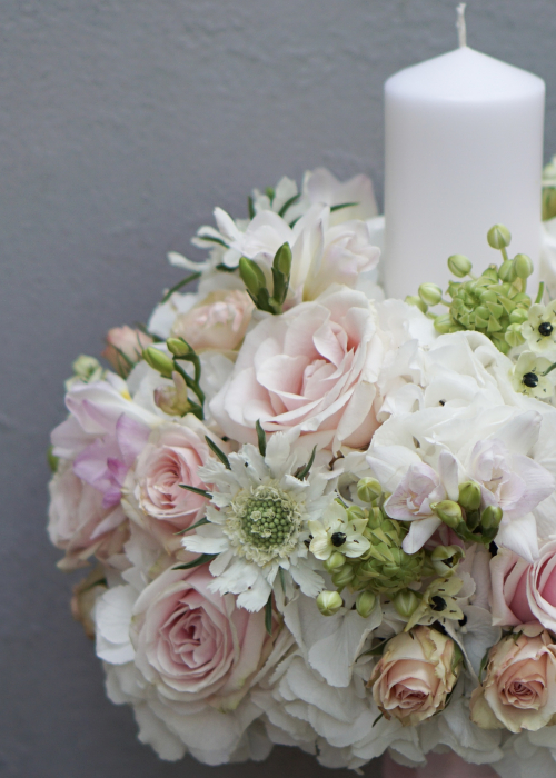 Lumanari de nunta elegante, in tonuri de alb si roz pal [3]