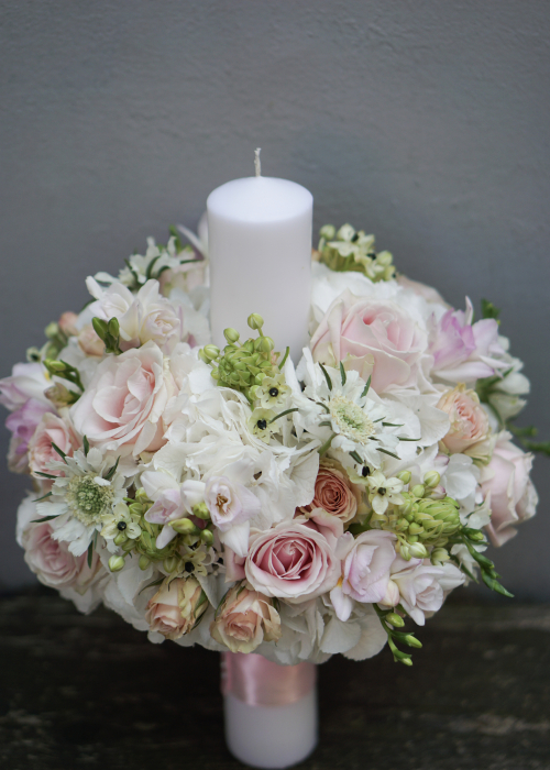 Lumanari de nunta elegante, in tonuri de alb si roz pal [6]