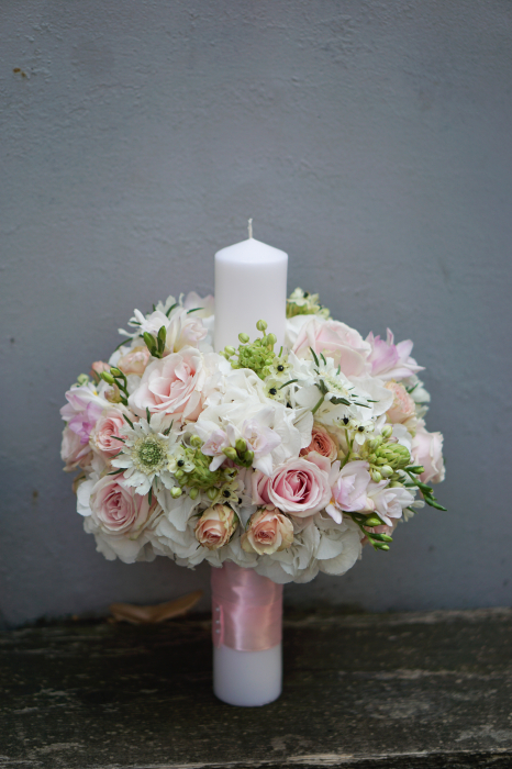 Lumanari de nunta elegante, in tonuri de alb si roz pal [5]