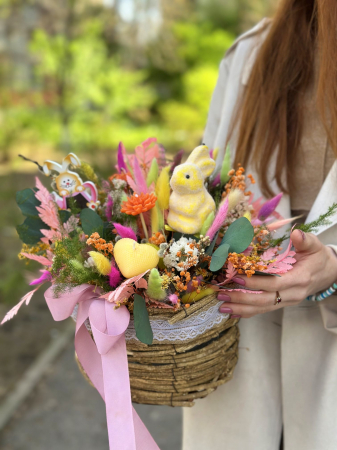 Paste - Aranjament flori uscate "Iepurasul de Paste"