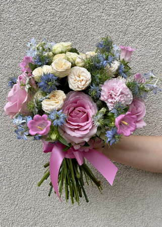 Buchet de mireasa / nasa in culori pastel roz bleu [4]