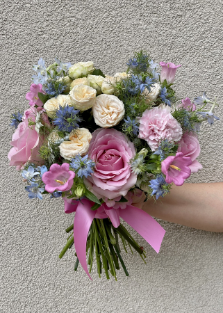 Evenimente - Buchet de mireasa / nasa in culori pastel roz bleu