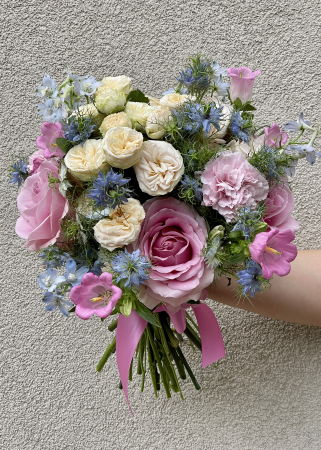 Buchet de mireasa / nasa in culori pastel roz bleu [1]