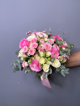 Buchet Roz-Alb de mireasa [1]