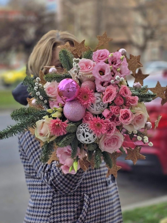 Craciun - Buchet Structura Roz-Rodyolla