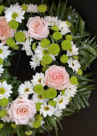 Funerare - Coroana funerara cu trandafiri roz