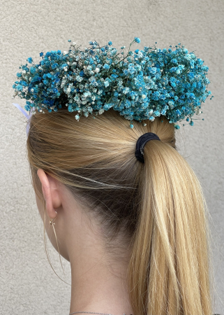 Coronita din flori naturale din gypsophila albastra pentru scoala [4]